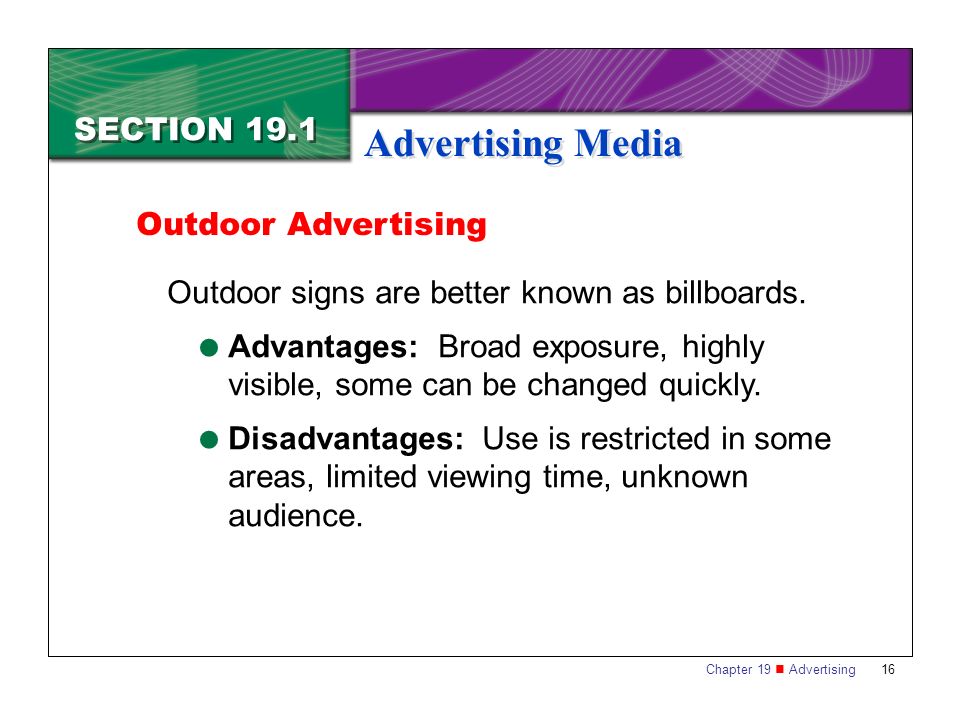 Advertising Media SECTION 19.1 Outdoor Advertising