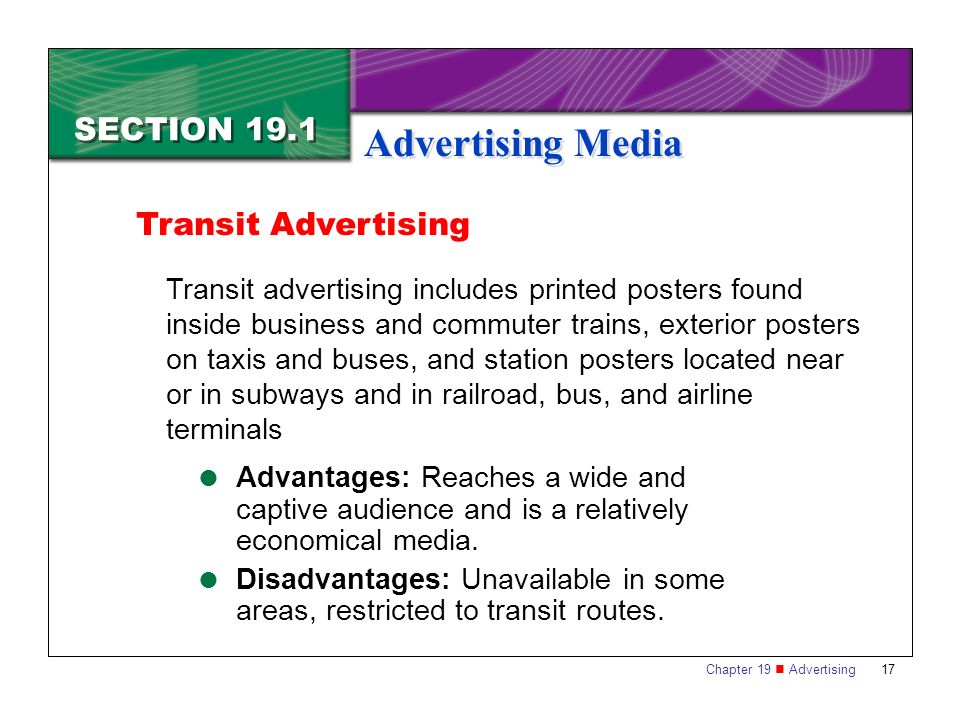 Advertising Media SECTION 19.1 Transit Advertising