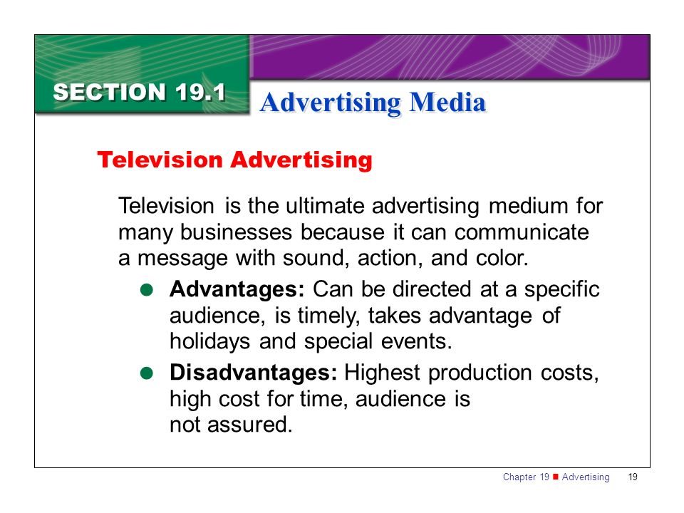 Advertising Media SECTION 19.1 Television Advertising