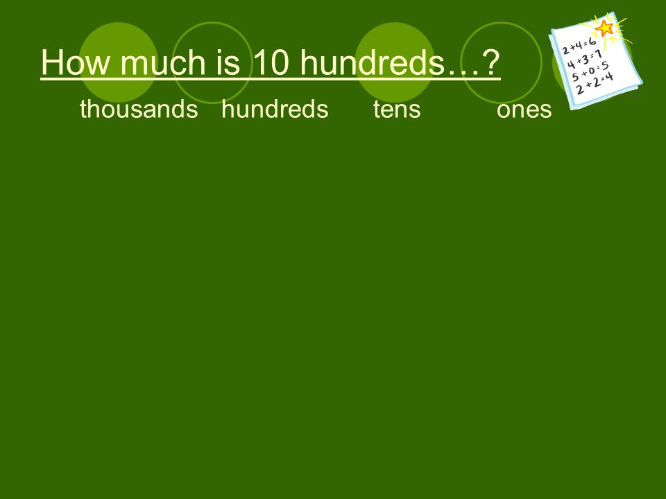 How much is 10 hundreds… thousands hundreds tens ones