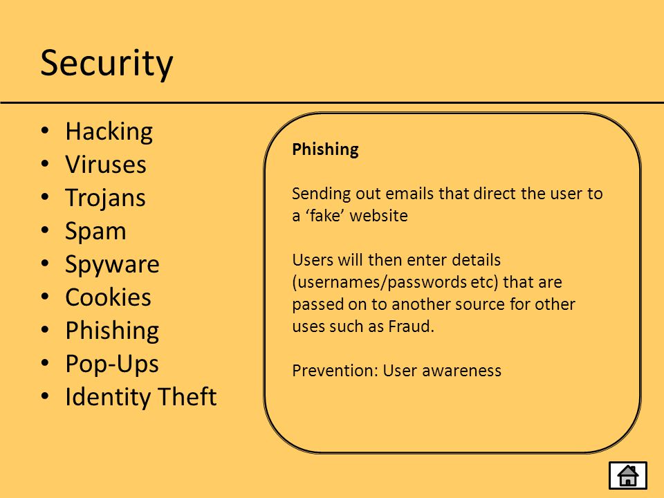 Security Hacking Viruses Trojans Spam Spyware Cookies Phishing Pop-Ups