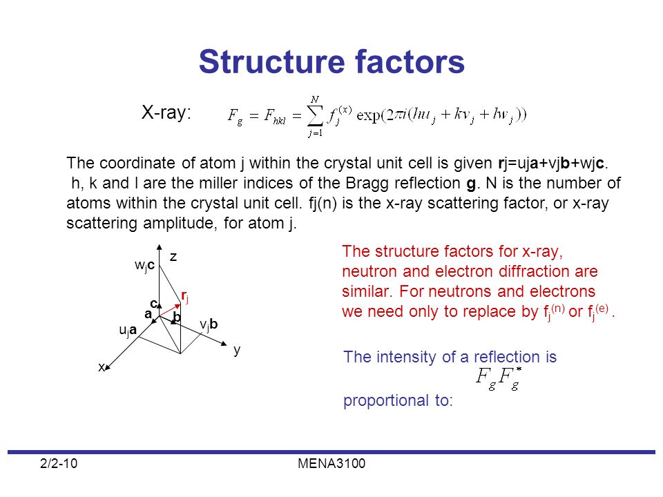 Structure factors X-ray: