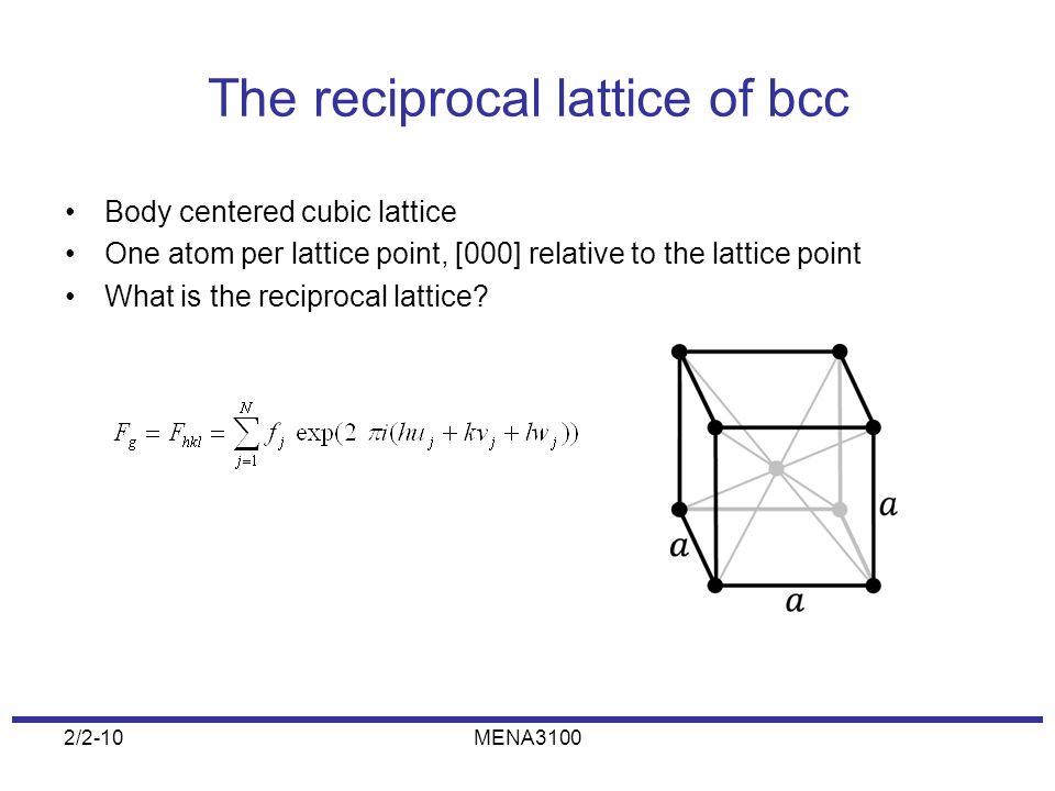 The reciprocal lattice of bcc