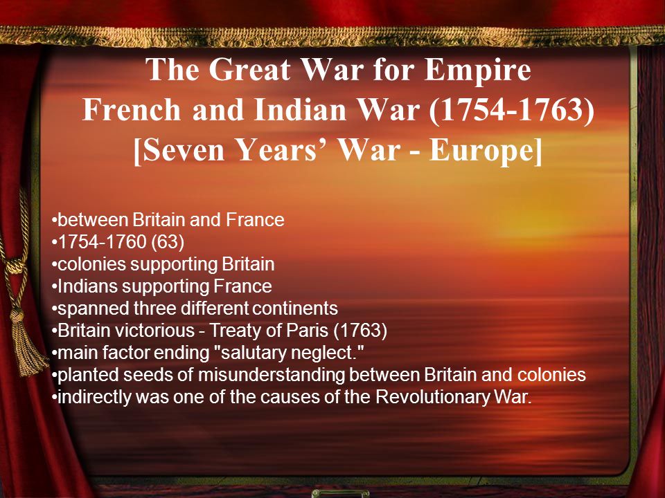The Great War for Empire French and Indian War ( ) [Seven Years’ War - Europe]