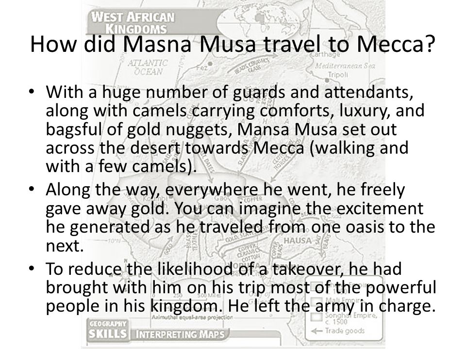 How did Masna Musa travel to Mecca