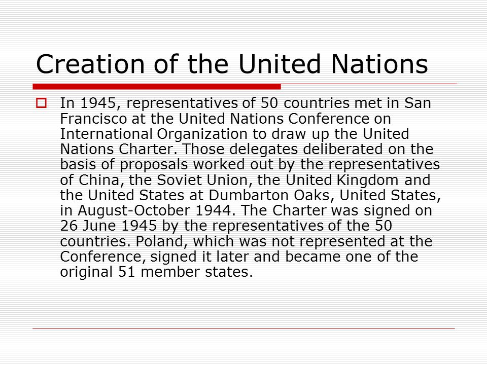 Creation of the United Nations