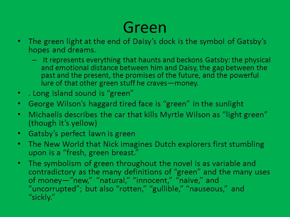 for gatsby the green light is a symbol for