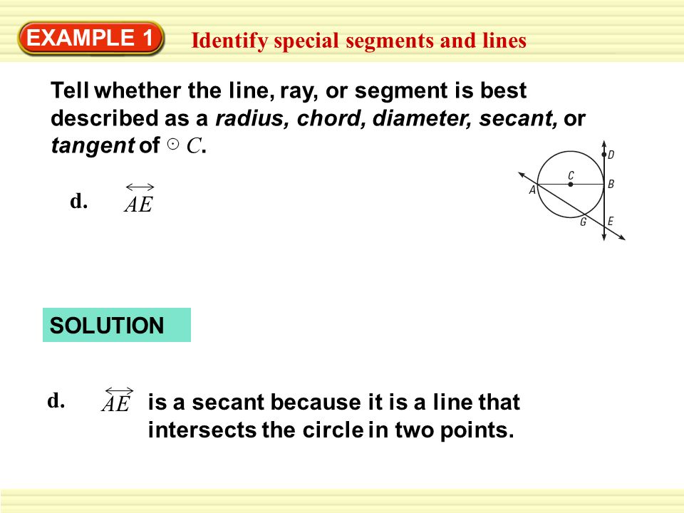 EXAMPLE 1 Identify special segments and lines.