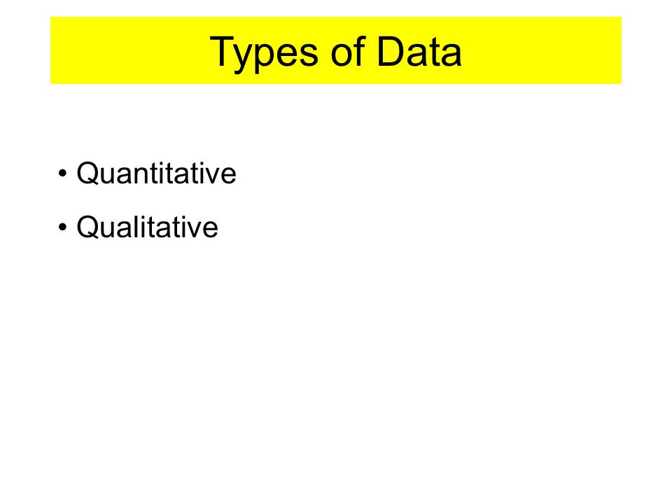 Types of Data Quantitative Qualitative