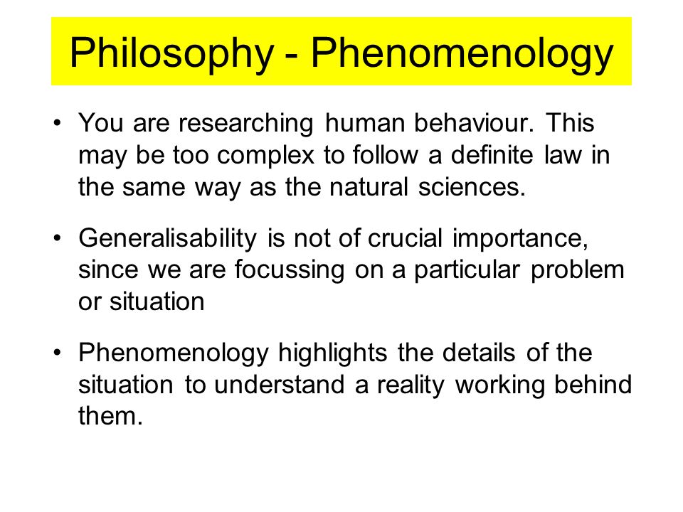 Philosophy - Phenomenology