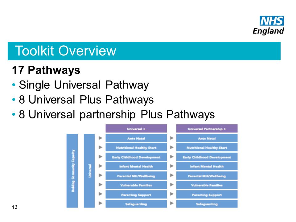 Toolkit Overview 17 Pathways Single Universal Pathway