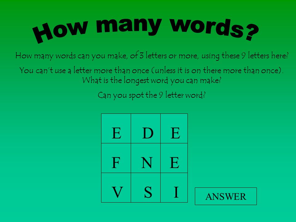 What Word Can I Make With These Letter from slideplayer.com