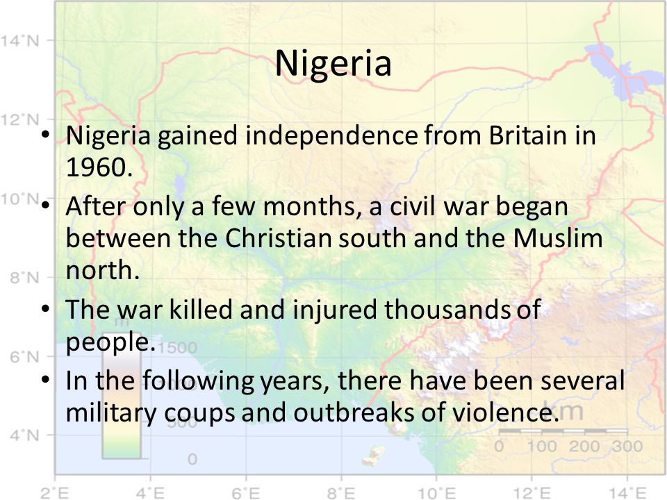 Nigeria Nigeria gained independence from Britain in 1960.