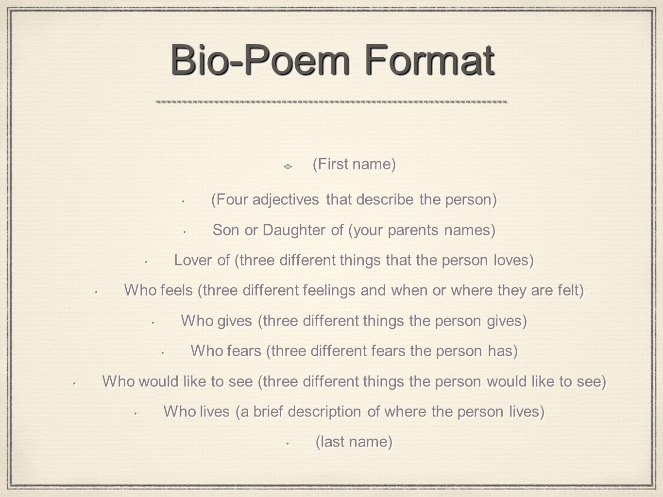 Bio Poem Miguel A. Arce Ramos English 23th. - ppt video online download
