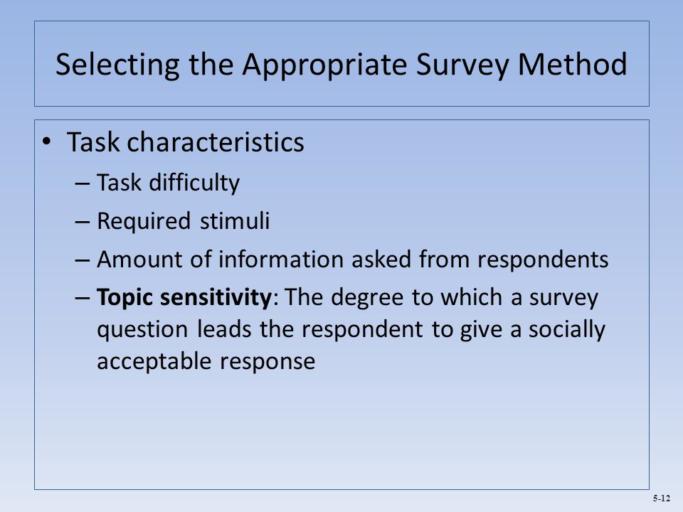 Selecting the Appropriate Survey Method