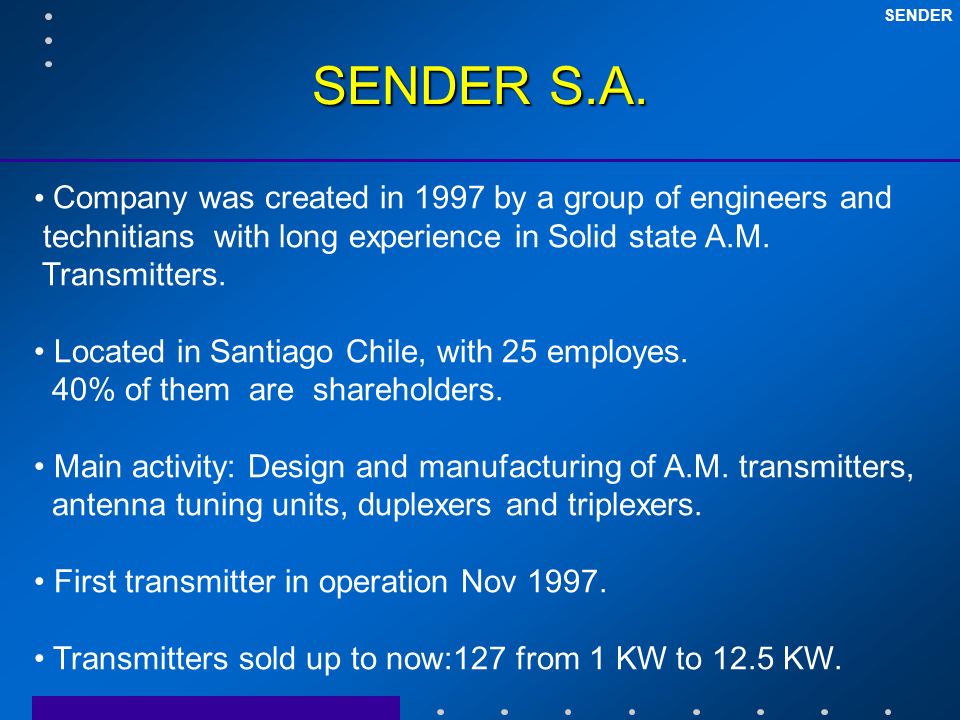 SENDER A.M. Transmitters - ppt download