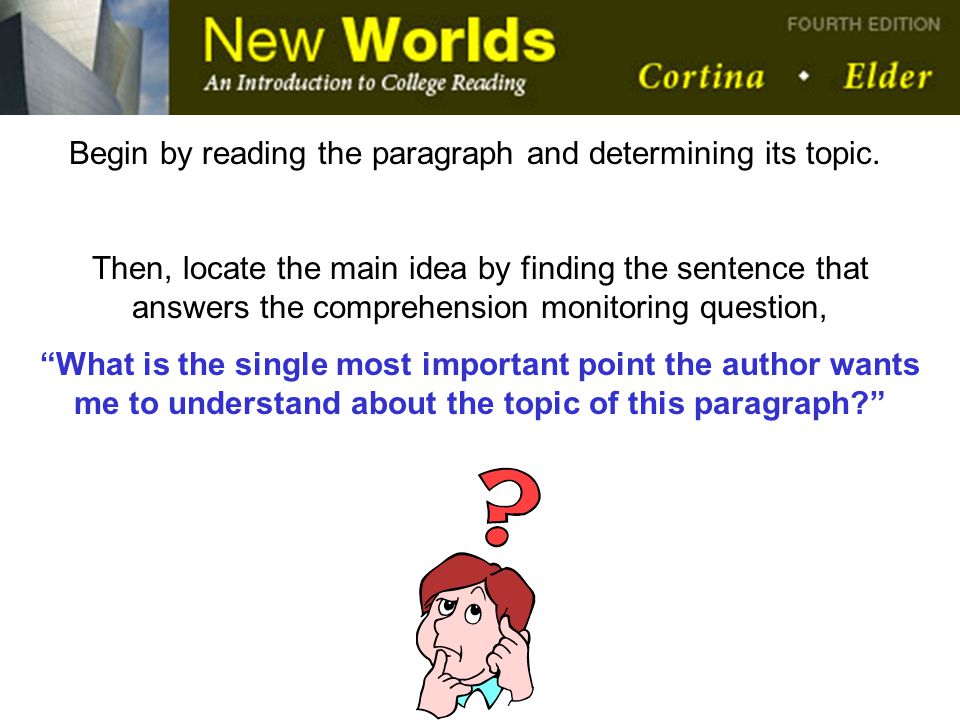 Begin by reading the paragraph and determining its topic.