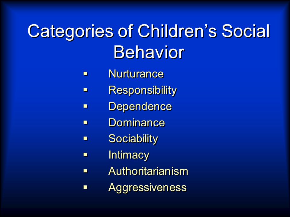 Categories of Children’s Social Behavior