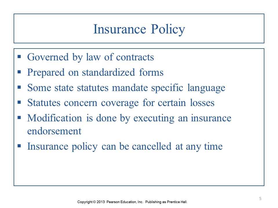 Insurance Policy Governed by law of contracts