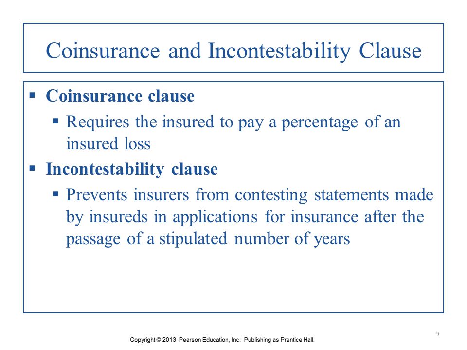 Coinsurance and Incontestability Clause
