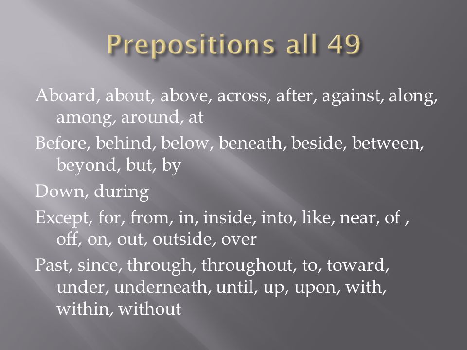 Prepositions all 49