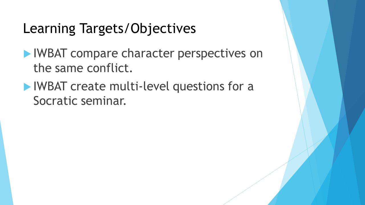 Learning Targets/Objectives