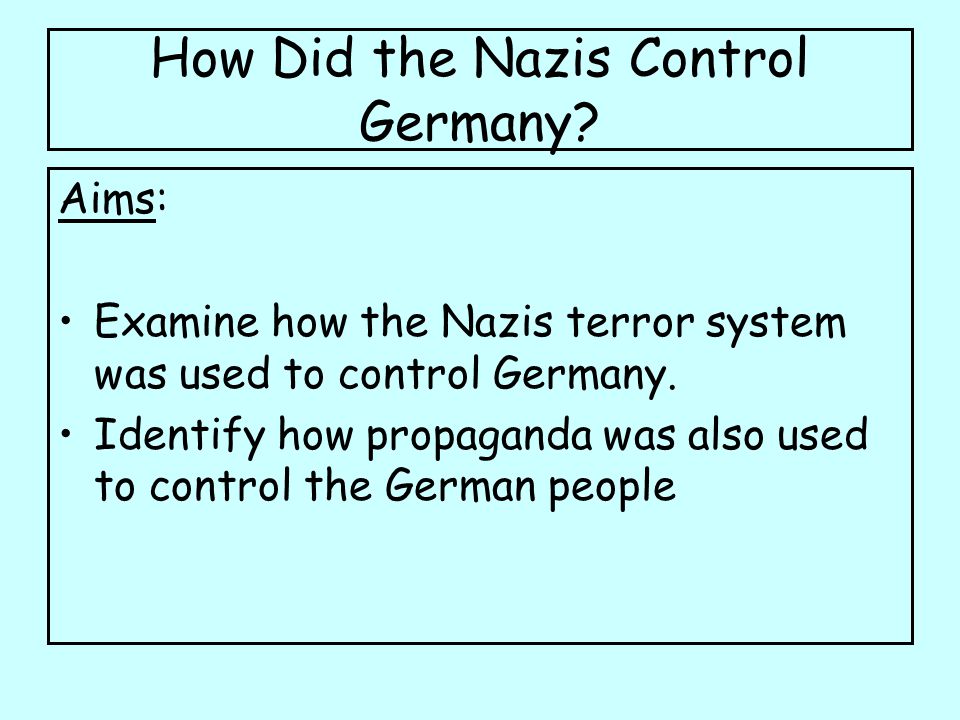 How Did the Nazis Control Germany