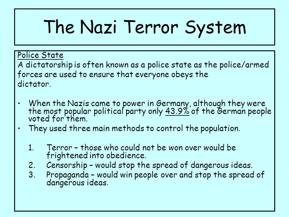The Nazi Terror System Police State