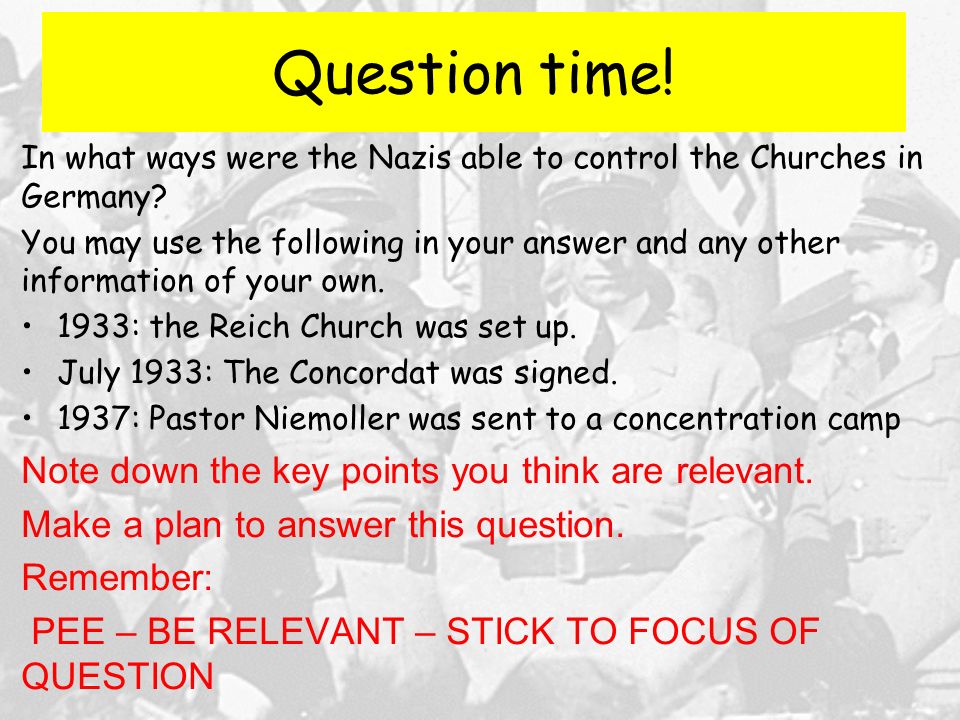 Question time! Note down the key points you think are relevant.