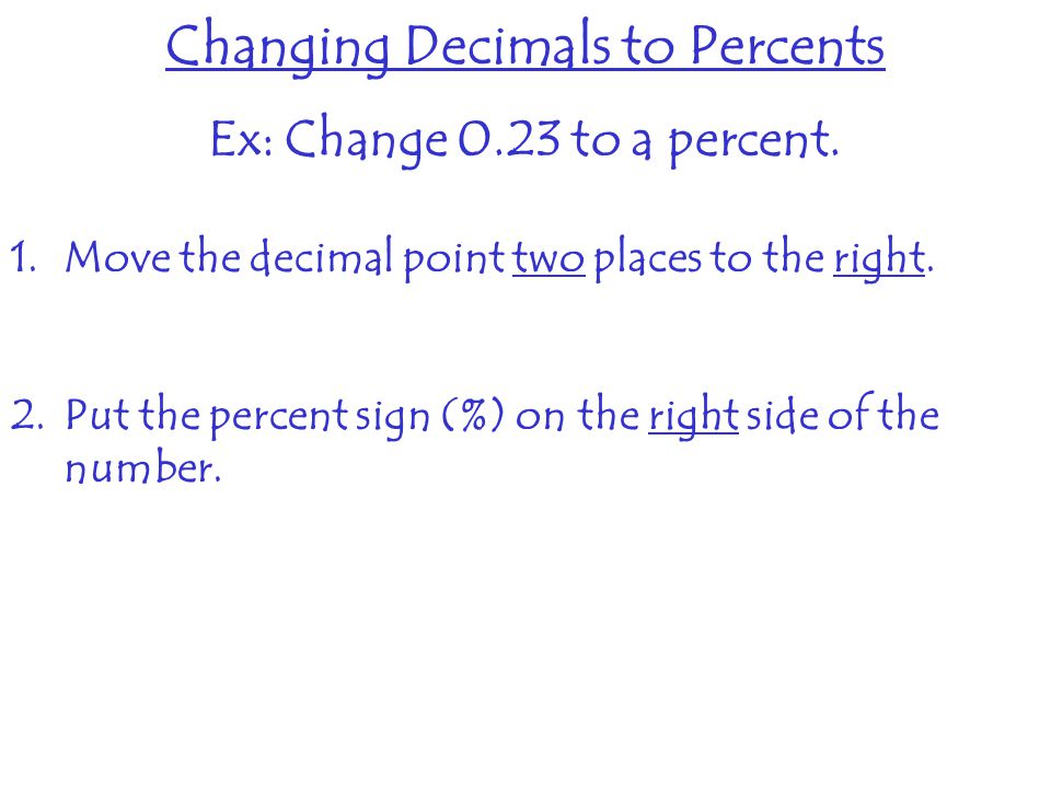 Changing Decimals to Percents
