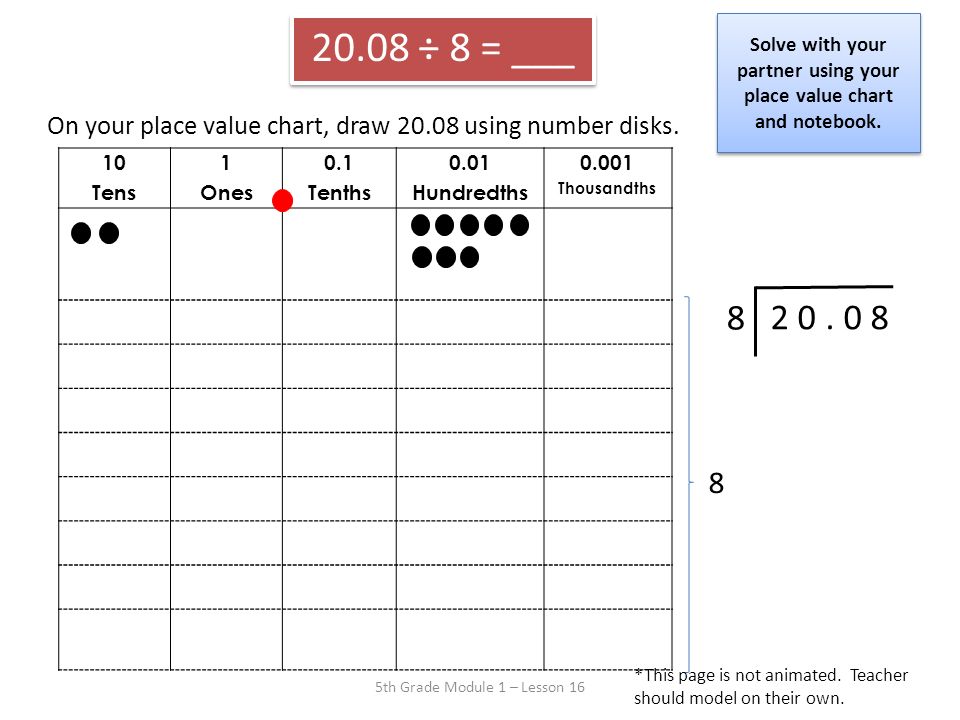 Solve with your partner using your place value chart and notebook.
