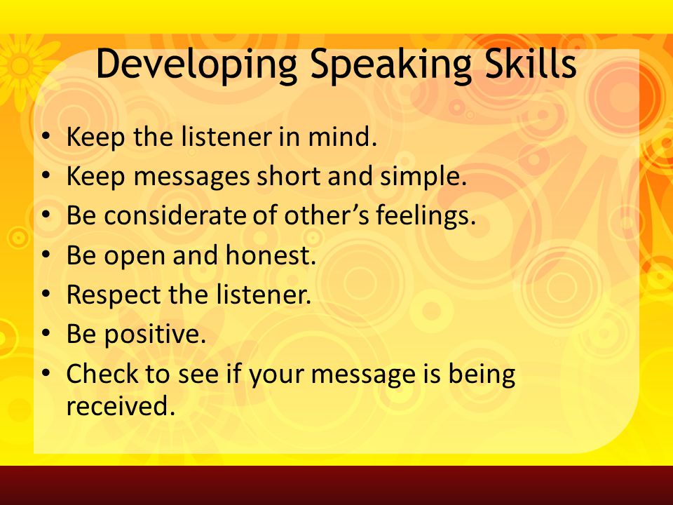 Developing Speaking Skills