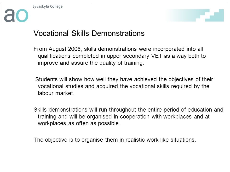 Vocational Skills Demonstrations