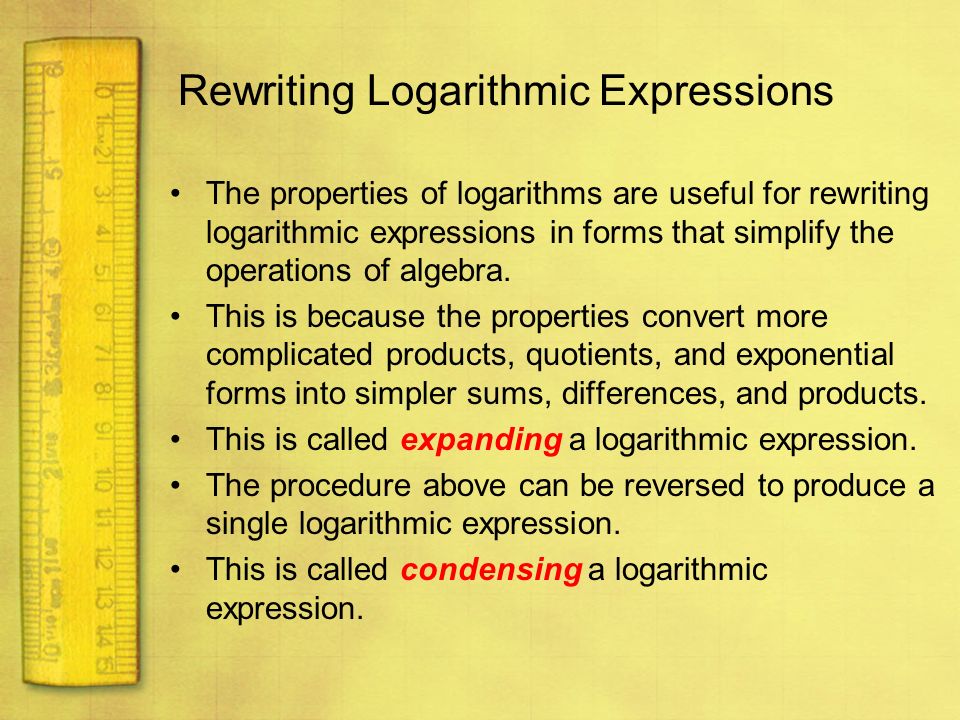 Rewriting Logarithmic Expressions