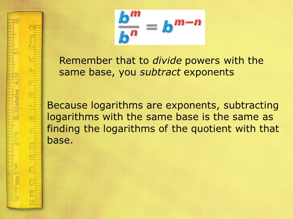 Remember that to divide powers with the same base, you subtract exponents