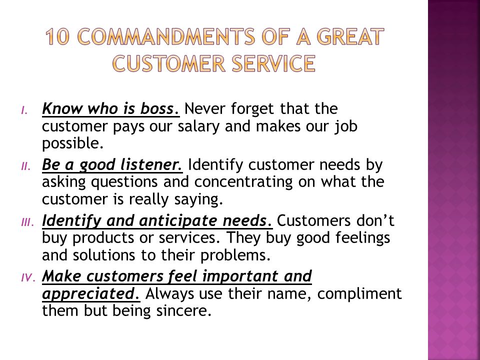 10 Commandments of a Great Customer Service