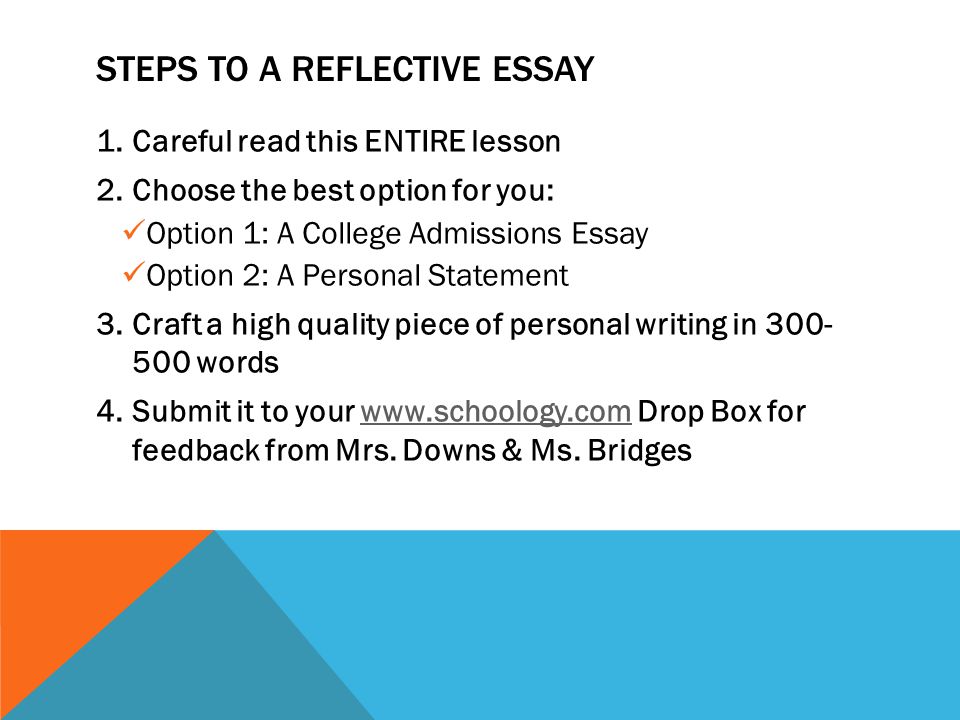 Steps in Reflective Essay Writing