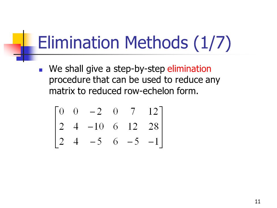 Elimination Methods (1/7)