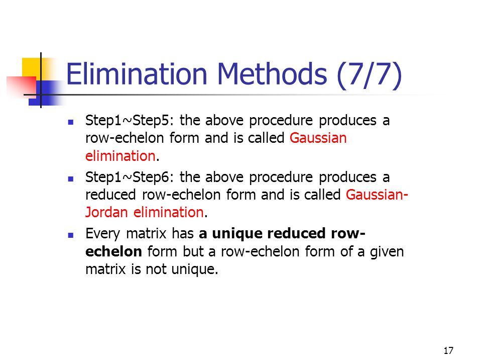 Elimination Methods (7/7)
