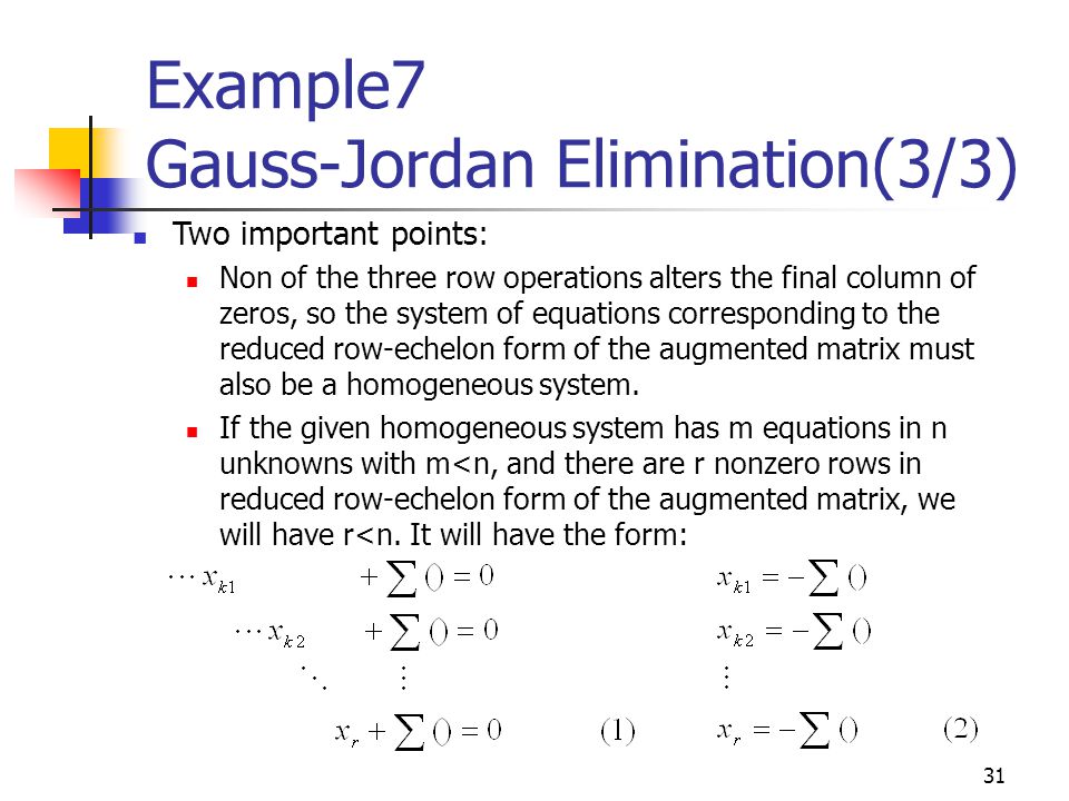Example7 Gauss-Jordan Elimination(3/3)
