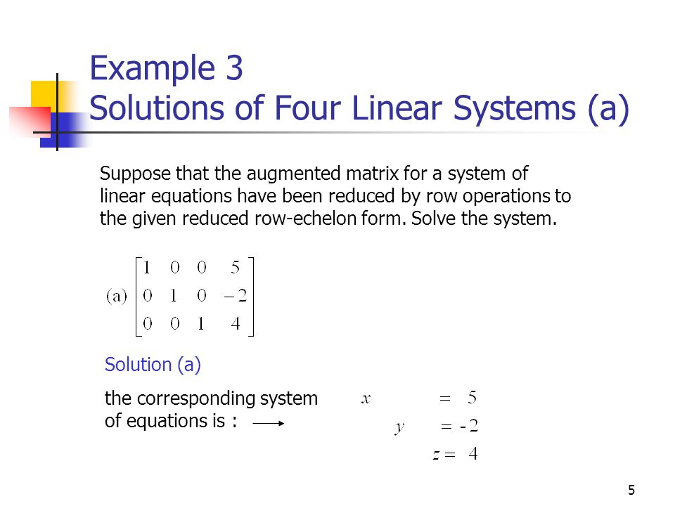 Example 3 Solutions of Four Linear Systems (a)