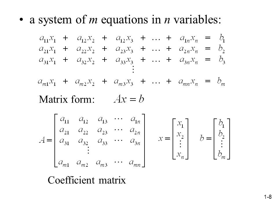 a system of m equations in n variables: