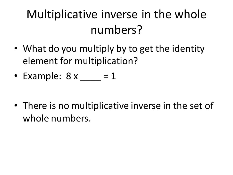 Multiplicative inverse in the whole numbers