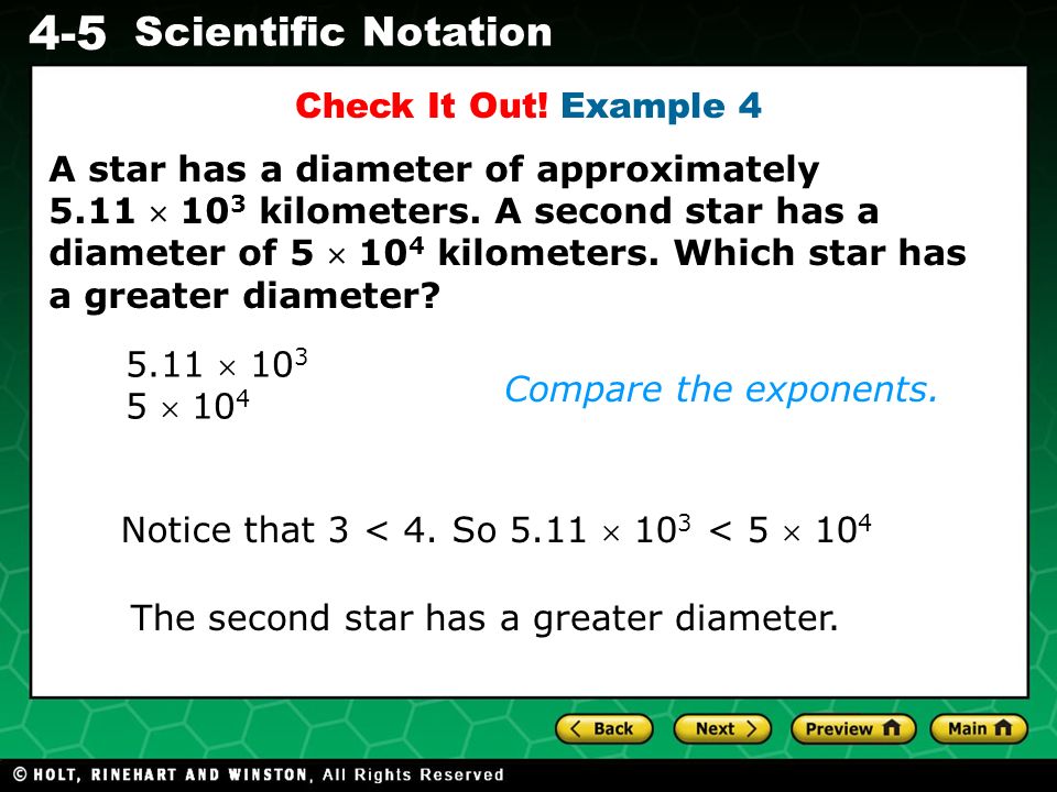 Check It Out! Example 4 A star has a diameter of approximately.