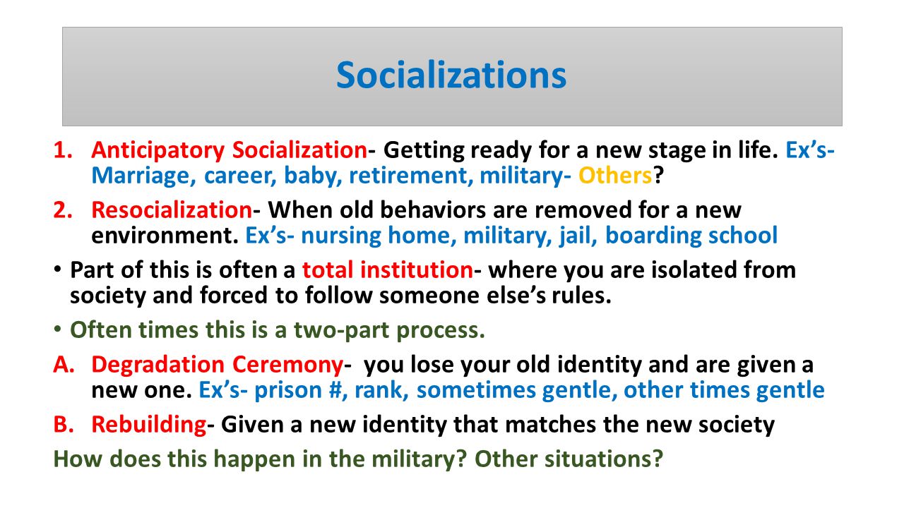 what is an example of socialization