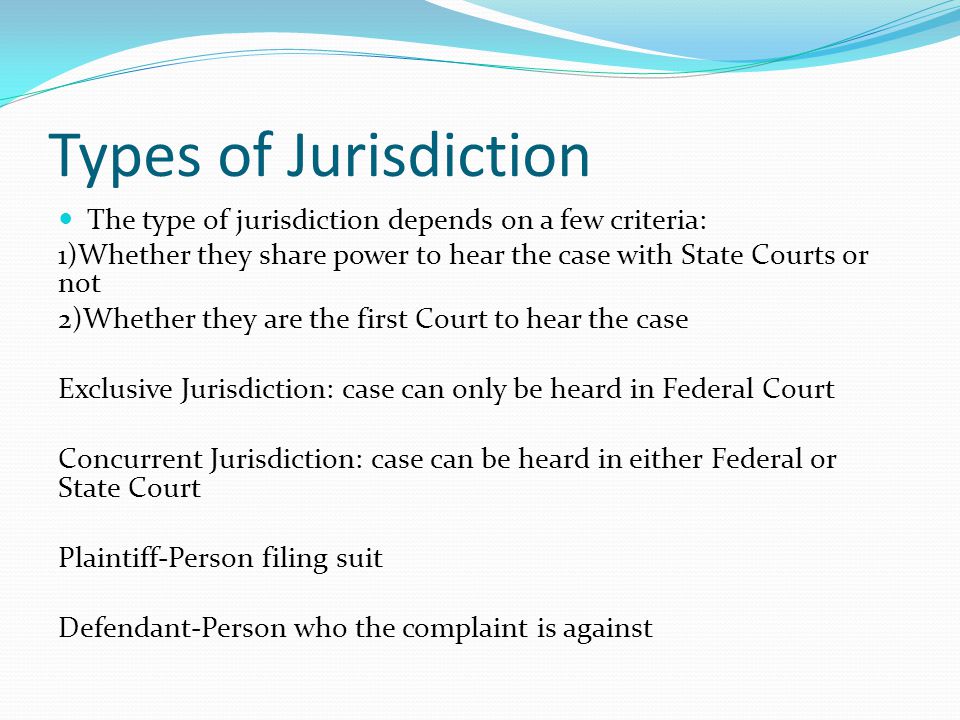 4 types of jurisdiction