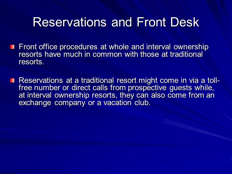 Chapter 8 The Uniqueness Of Timeshare Resort Operations Ppt