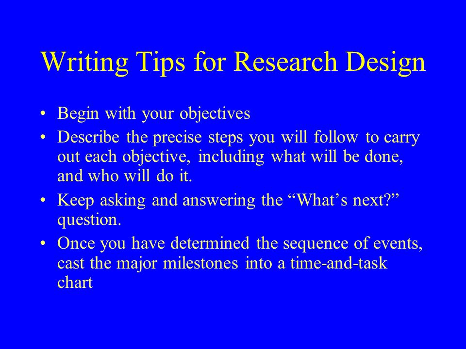 Writing Tips for Research Design