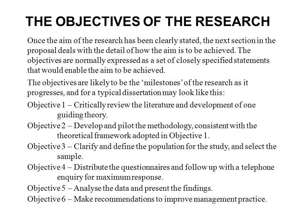 Writing dissertation objectives