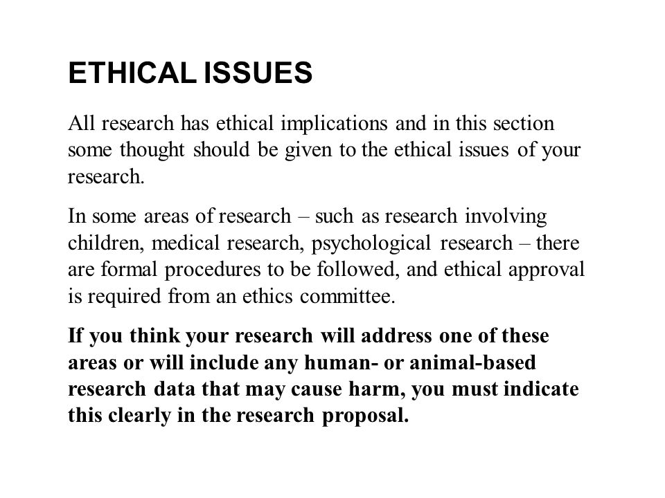 ethical issues in research proposal